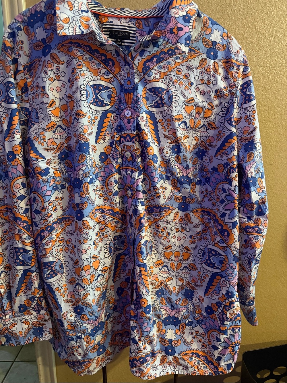 Talbots Blue, Orange & Purple Paisley Button-Down Shirt